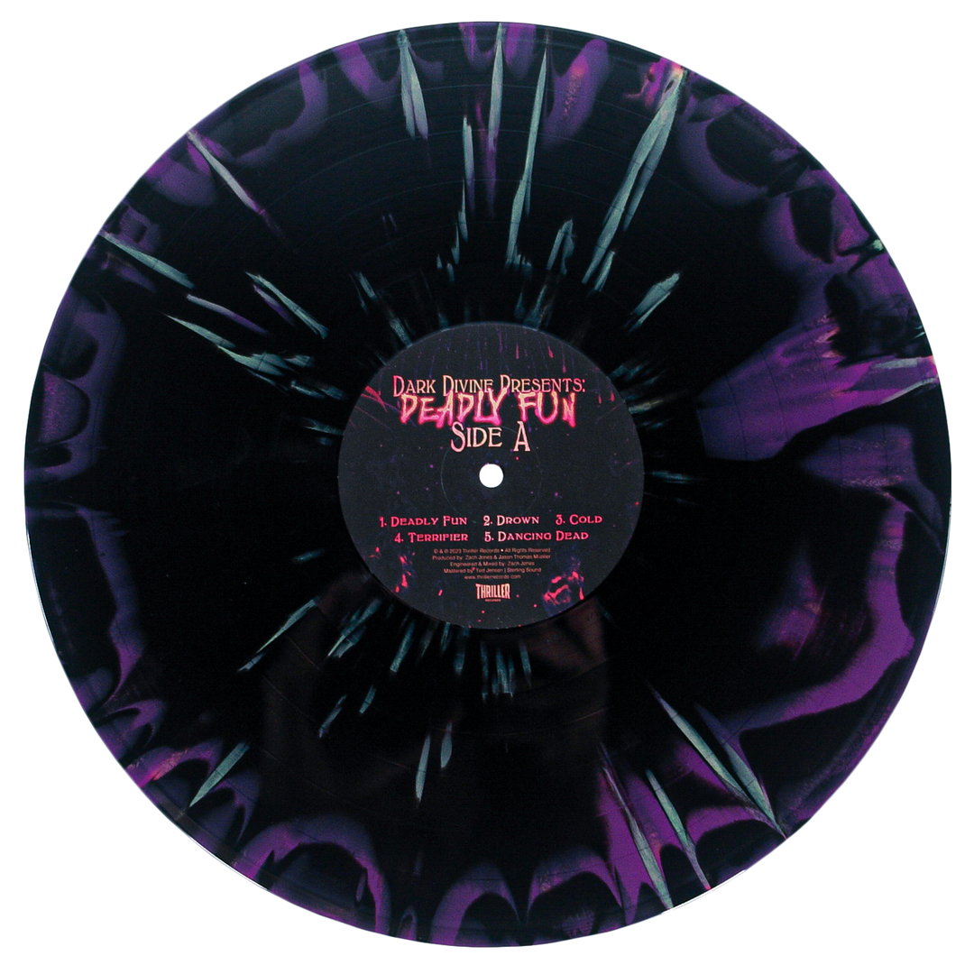 Dark Divine - “Deadly Fun” Purple Smush w/ Yellow Splatter Vinyl
